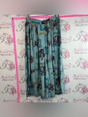 Sag Harbor skirt long retro Teal Floral Maxi Skirt with Purple and Gold Accents
